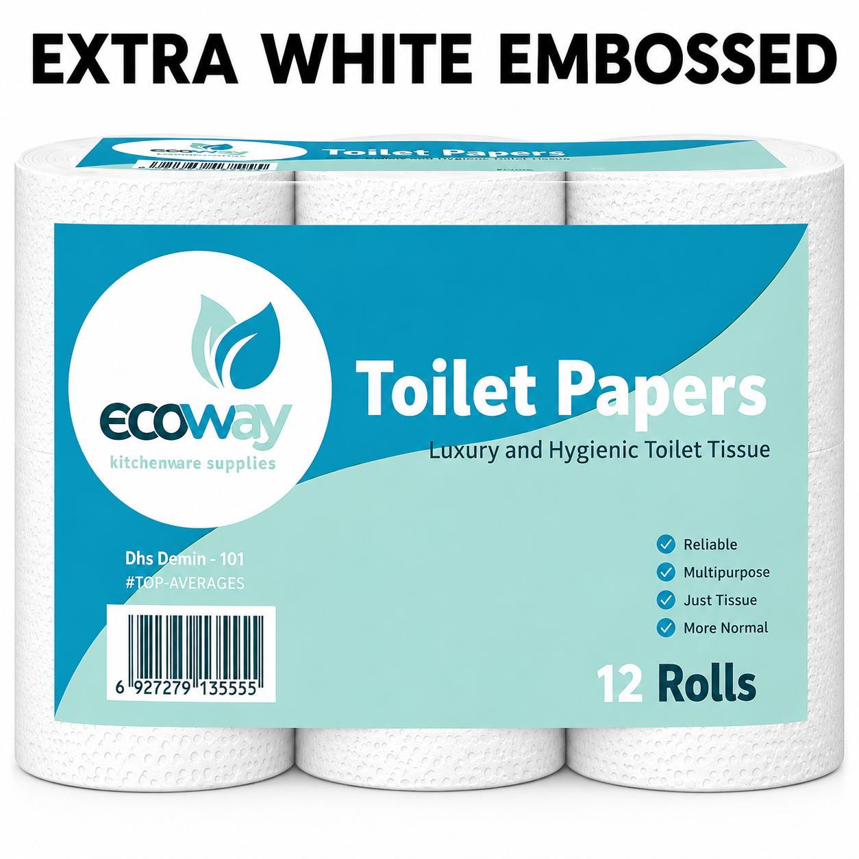 Toilet Rolls ECOWAY Xtra White Embossed W20E 12Rolls