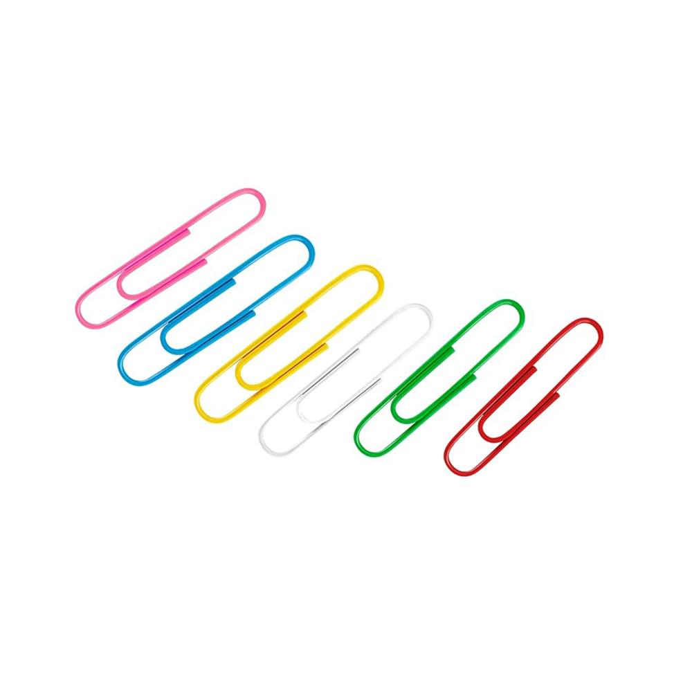 Set of colorful paper clips on a white background
