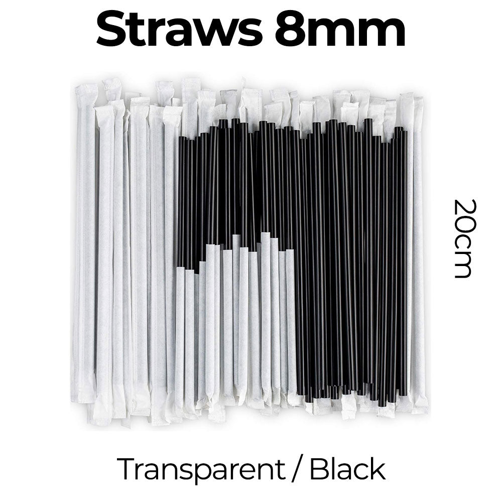 black straws on a white background
