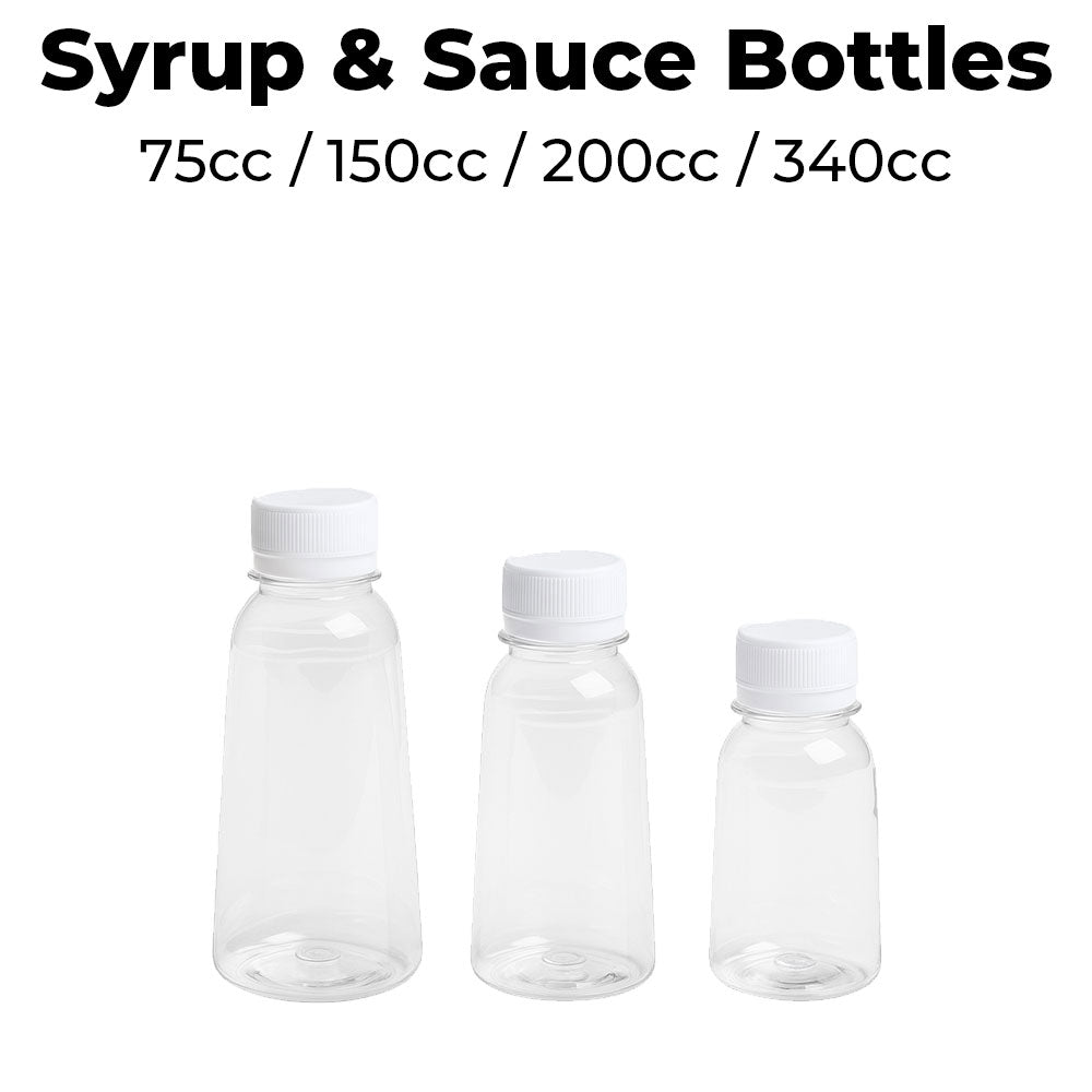 syrup bottles on a white background