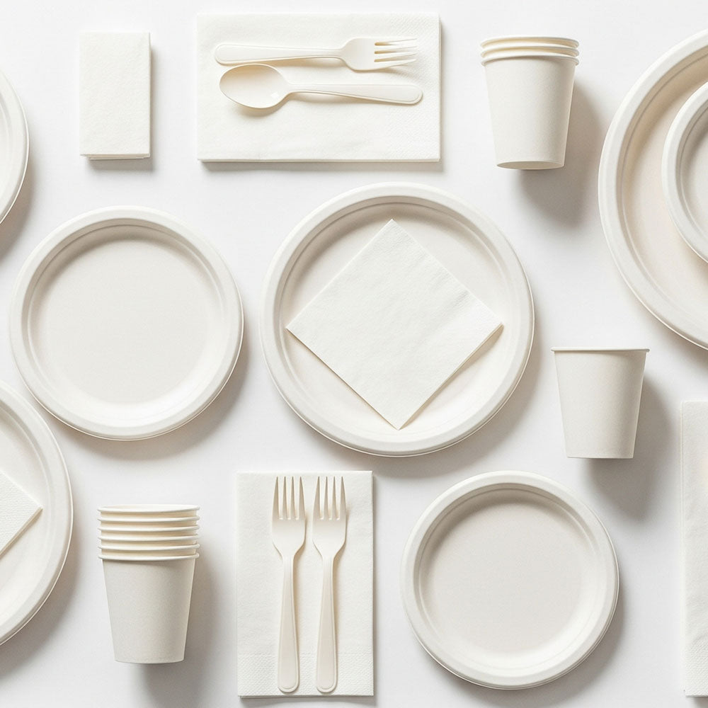 catering disposables on a white background