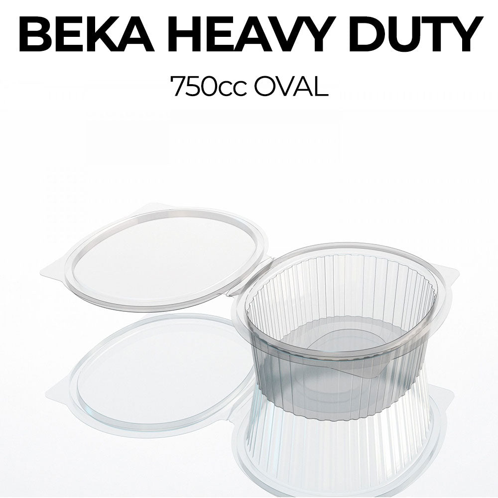 Beka heavy-duty oval containers with lids on a white background