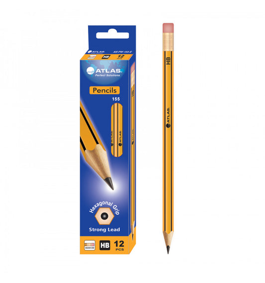 Atlas pencil and its packaging on a white background