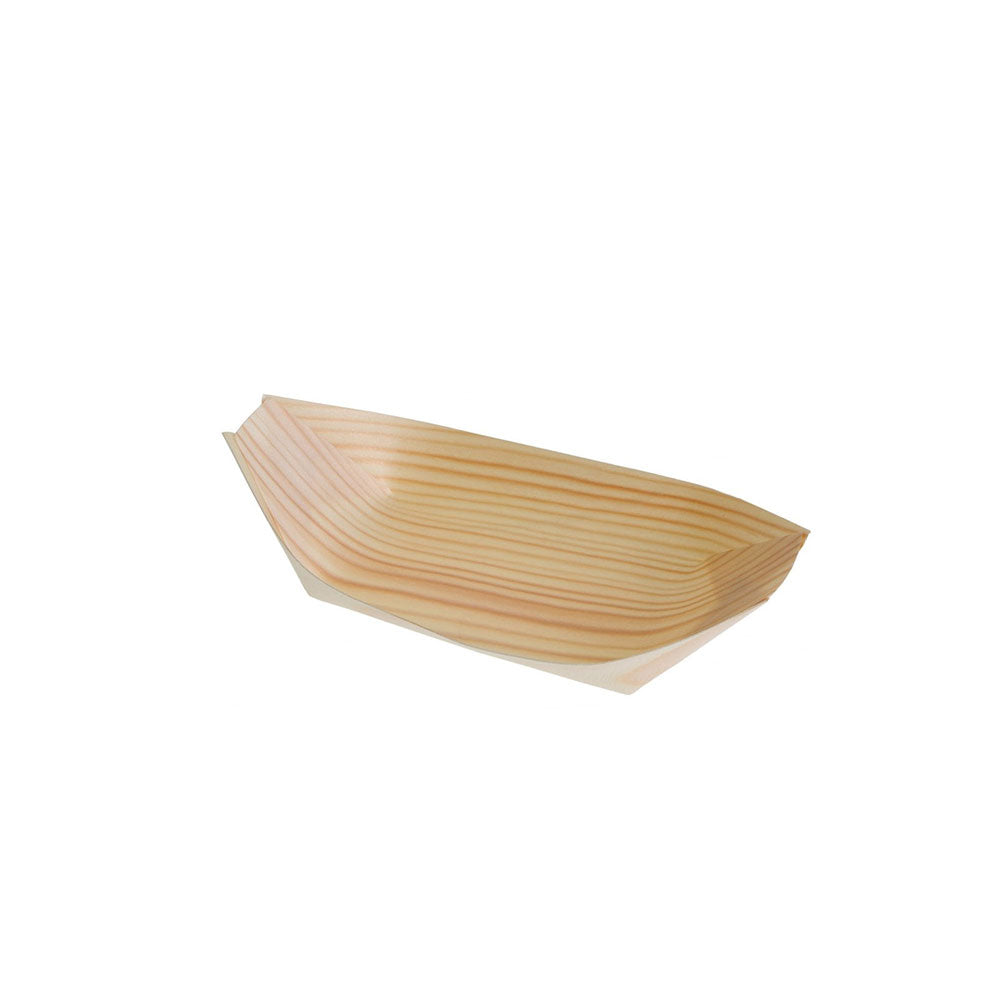 Wooden boat model on a white background