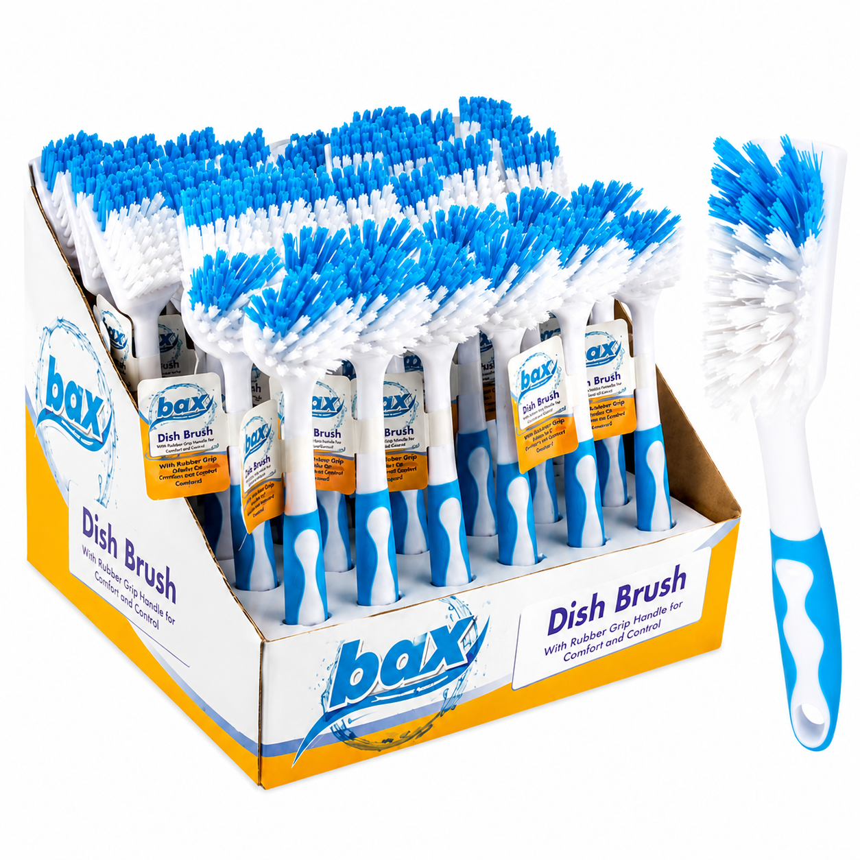 Brush For Dishes Rubber Grip 2 Assorted 23CM