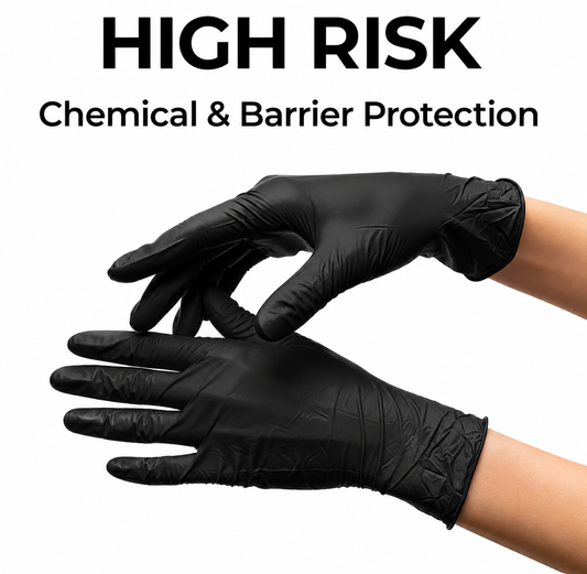 HIGH RISK Nitrile Gloves Black (x100)