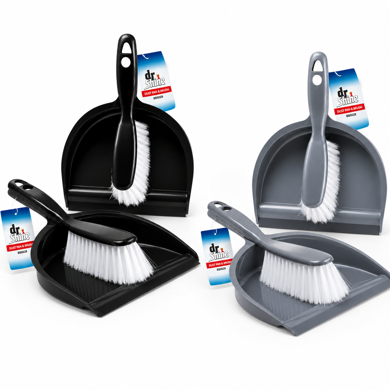 Dust Pan & Brush Set 2 Assorted Colors