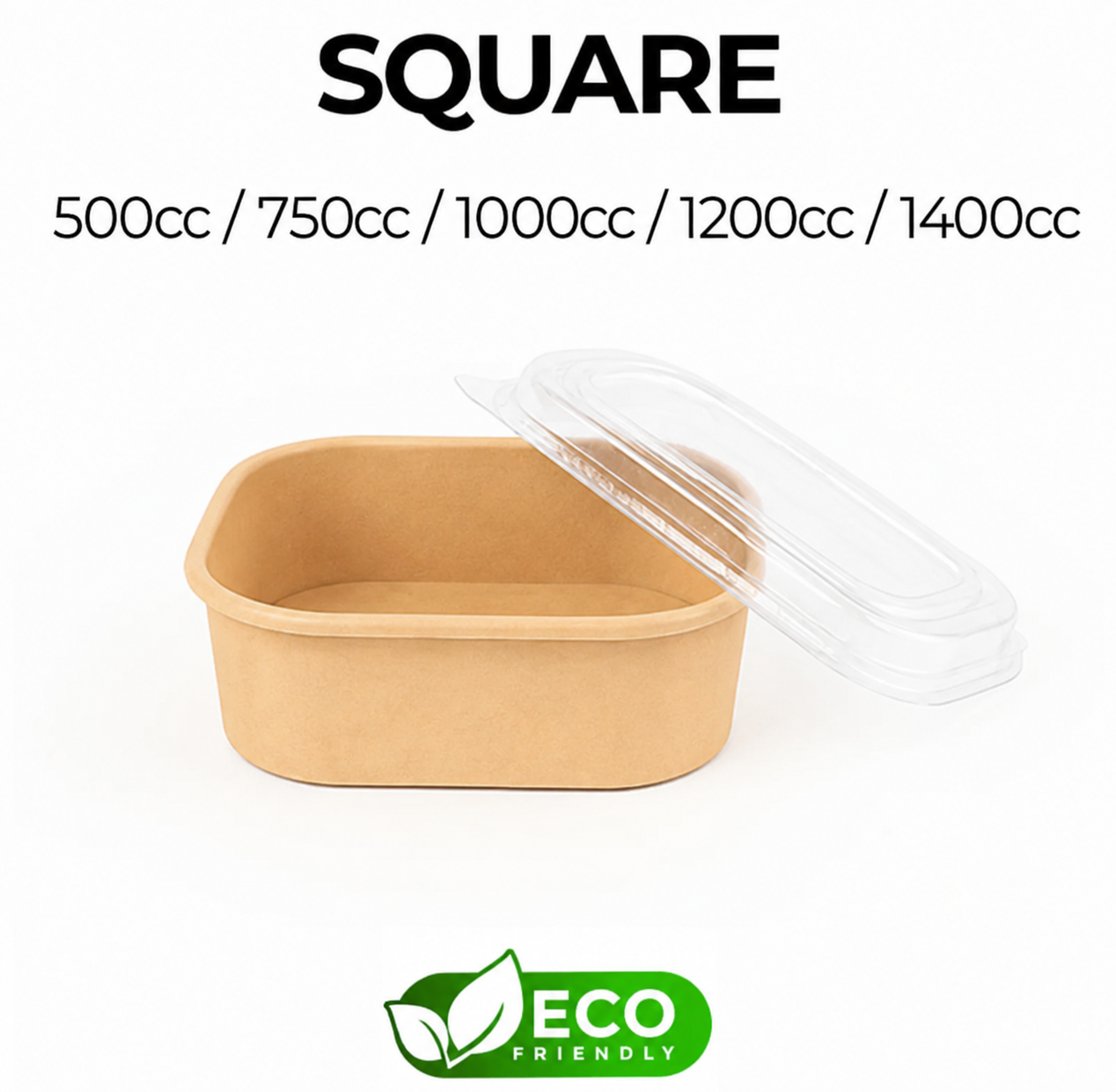 Square Paper Container Kraft | Eco-Friendly Takeaway Food Packaging ...
