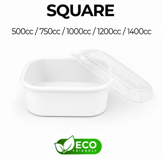 Square Bowl Container White (x50)