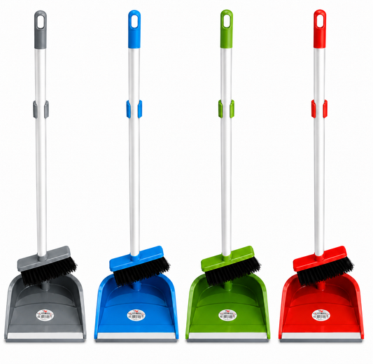 Set of plastic broom & dustpan