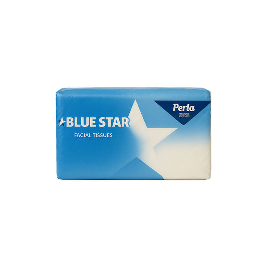 Blue Star facial tissues packaging on a white background