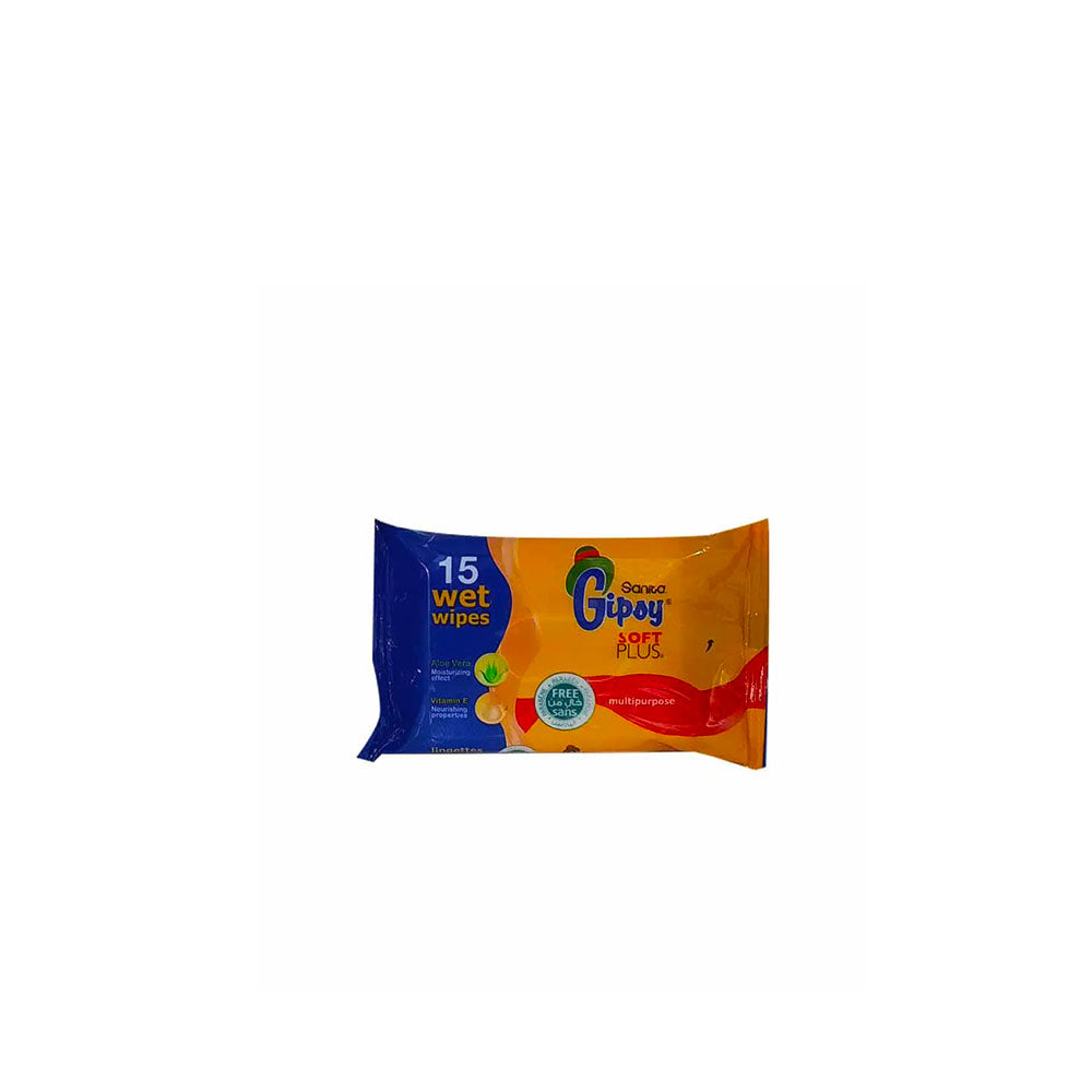 Pack of Gipsy wet wipes on a white background