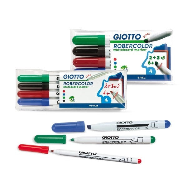 Giotto Robercolor whiteboard markers with packaging on a white background