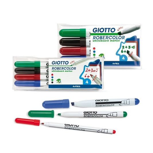 Giotto Robercolor whiteboard markers with packaging on a white background