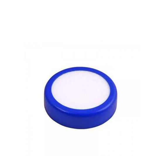Round blue moistener on a white background