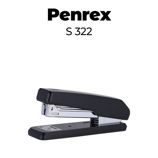 Black and silver stapler with 'Penrex S 322' text on a white background