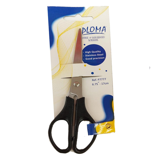 Plohma scissors packaging with scissors displayed on a white background