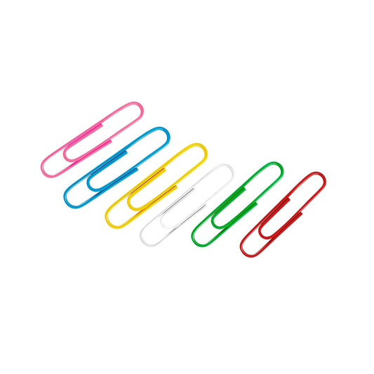 Set of colorful paper clips on a white background