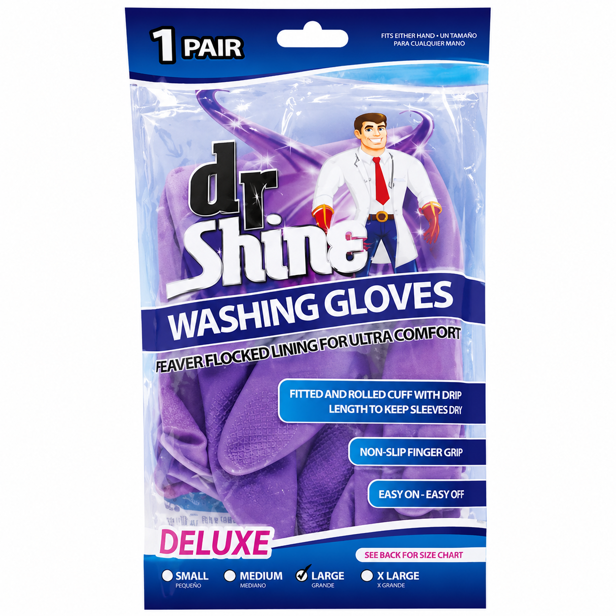 Rubber Gloves 1 pair 4 Sizes