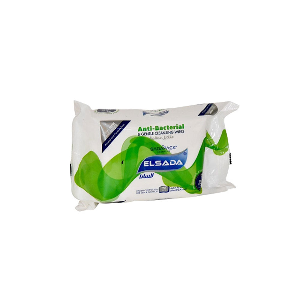 Package of Elsada anti-bacterial cleaning wipes on a white background