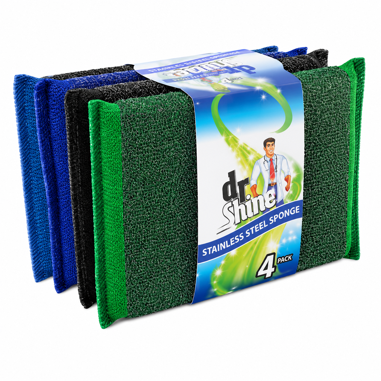Sponge Scourer Stainless Steel 4Pack