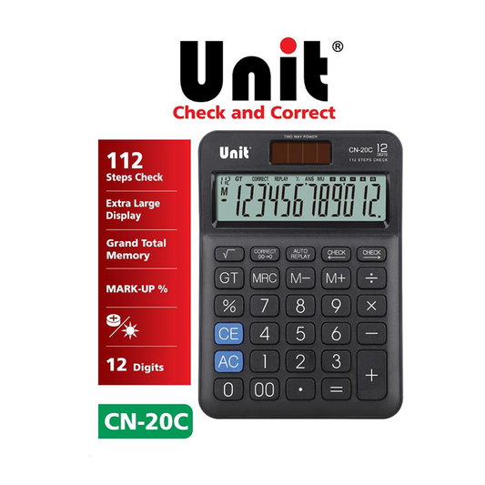 Unit calculator with features listed on a white background