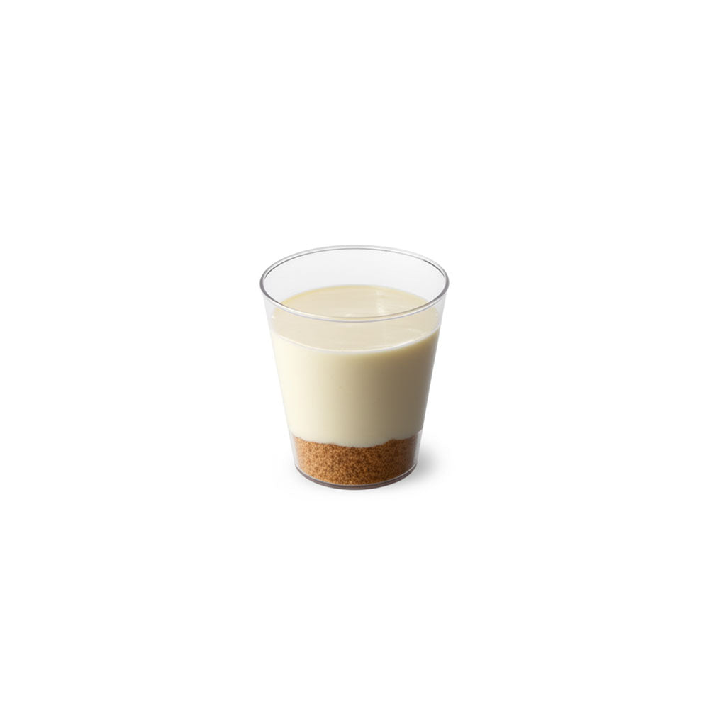 Glass of cheese cake on a white background