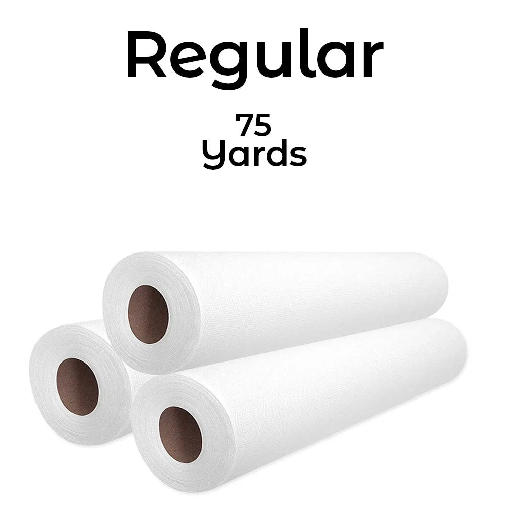 Two rolls of paper with 'Regular 75 Yards' text on a white background