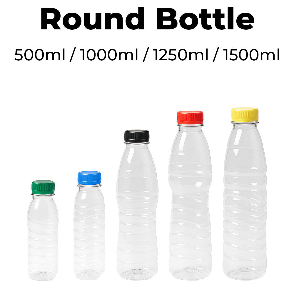 empty clear bottles on a white background