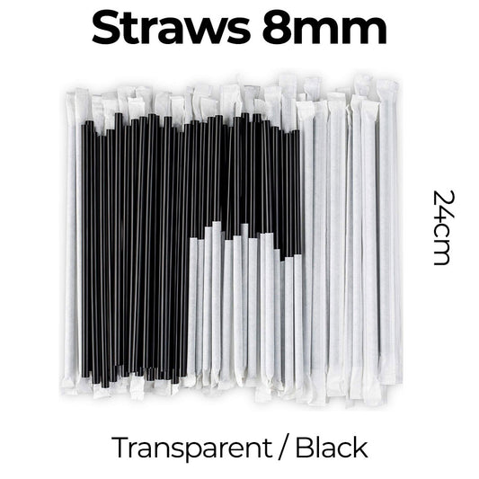 black straws on a white background